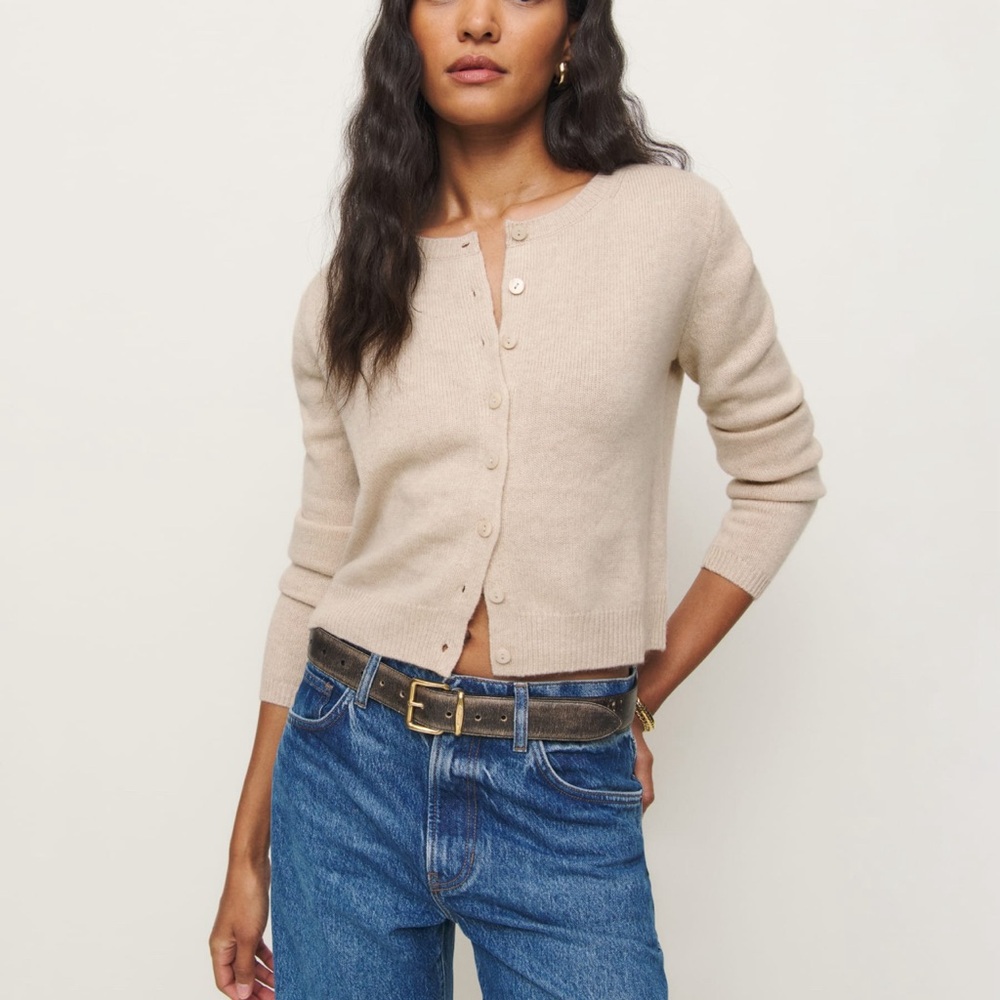 Reformation - NWT Clara Cashmere Crew Cardigan Color: Wheat, Size:XS